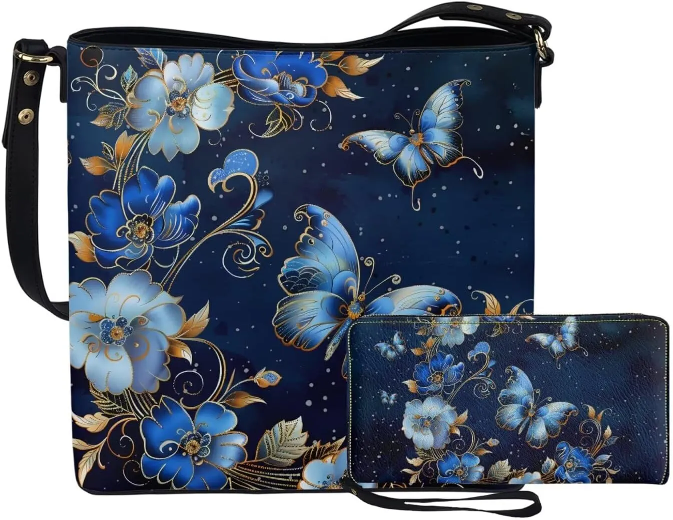 Crossbody Bags for Women Large Size Designer Leather Bucket Bag Purses Set Trendy Handbag with Wristlet Wallet