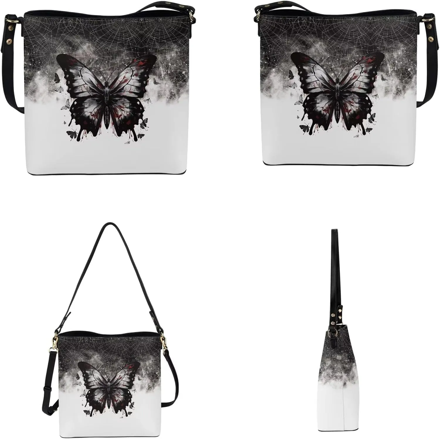 Crossbody Bags for Women Large Size Designer Leather Bucket Bag Purses Set Trendy Handbag with Wristlet Wallet