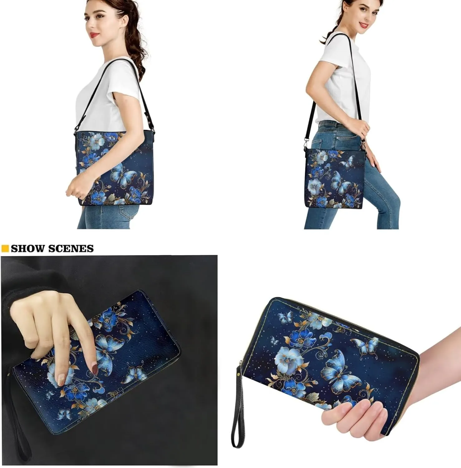 Crossbody Bags for Women Large Size Designer Leather Bucket Bag Purses Set Trendy Handbag with Wristlet Wallet