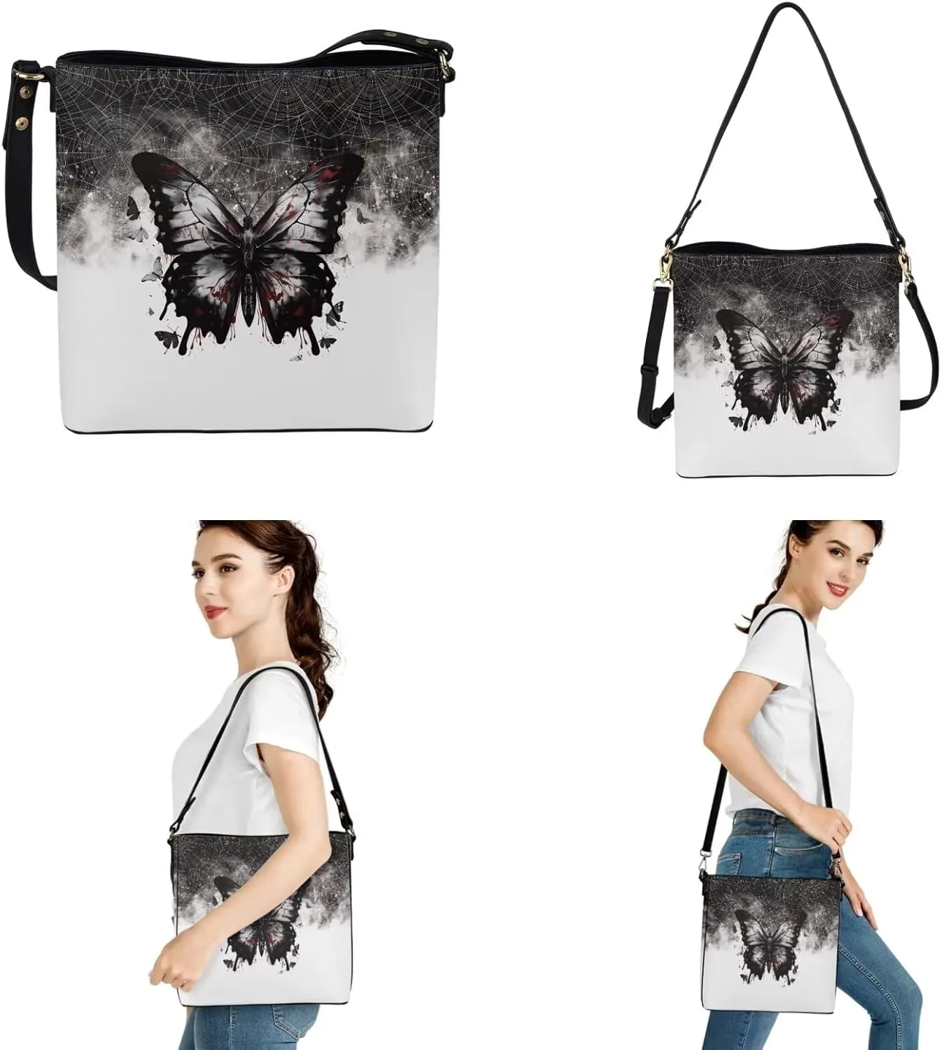 Crossbody Bags for Women Large Size Designer Leather Bucket Bag Purses Set Trendy Handbag with Wristlet Wallet