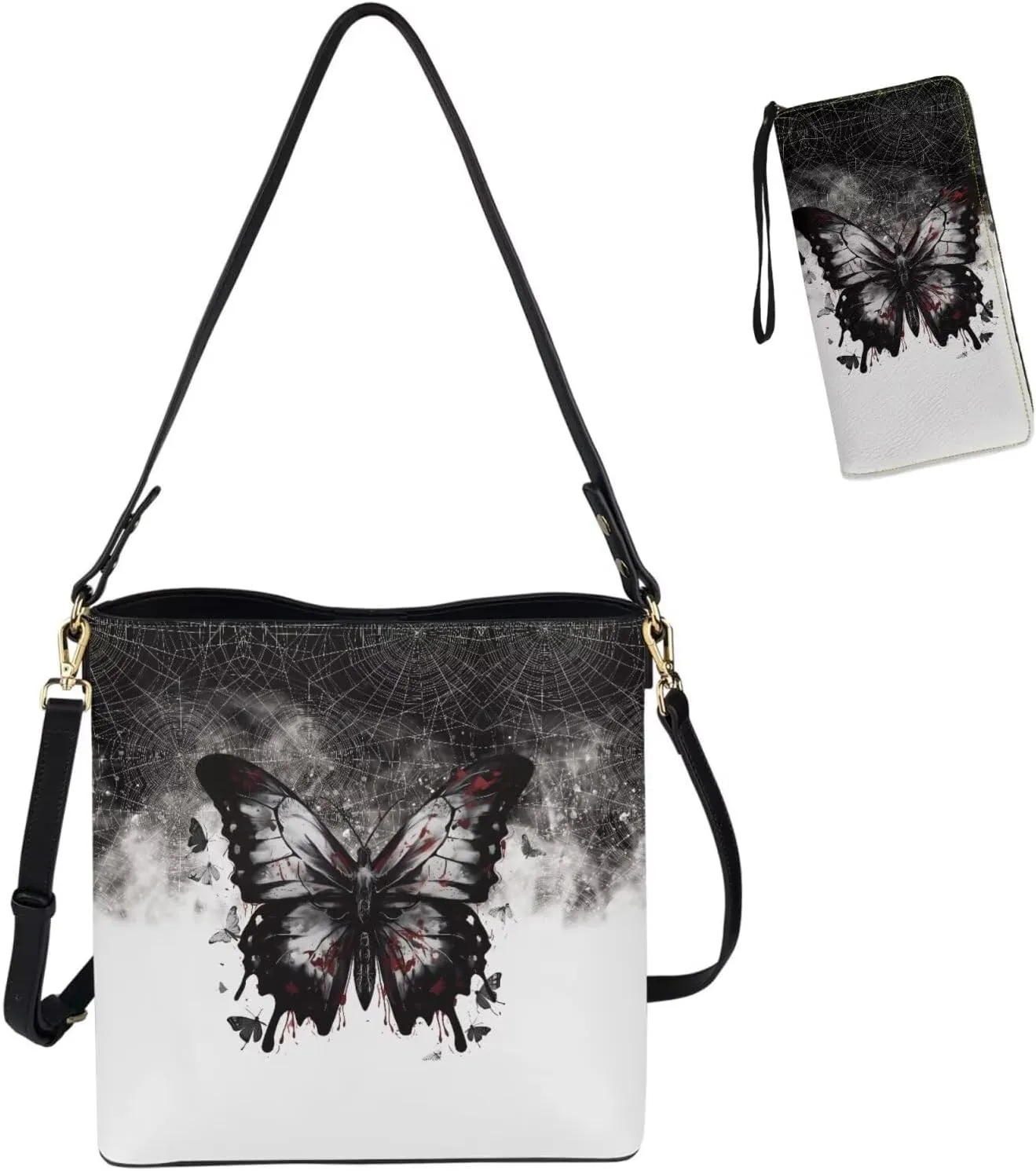 Crossbody Bags for Women Large Size Designer Leather Bucket Bag Purses Set Trendy Handbag with Wristlet Wallet