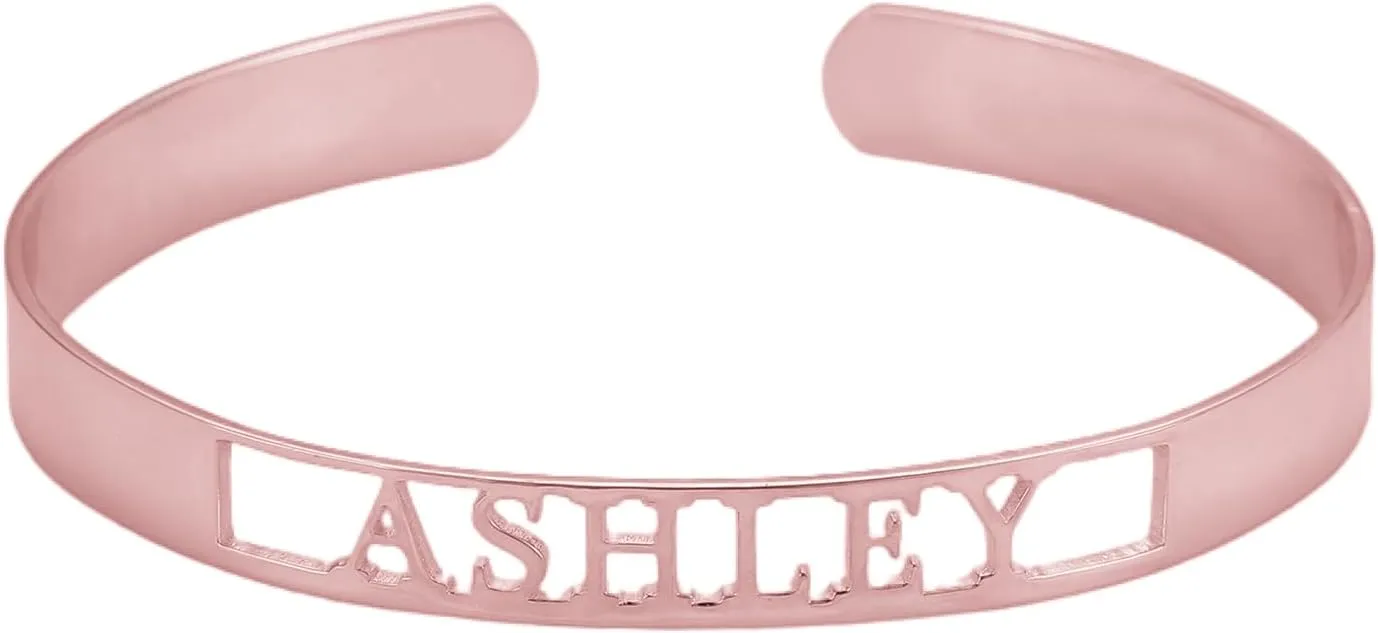 Custom Name Cuff Bangle Bracelet For Women 925 Sterling Silver Personalized Adjustable Open Bangles