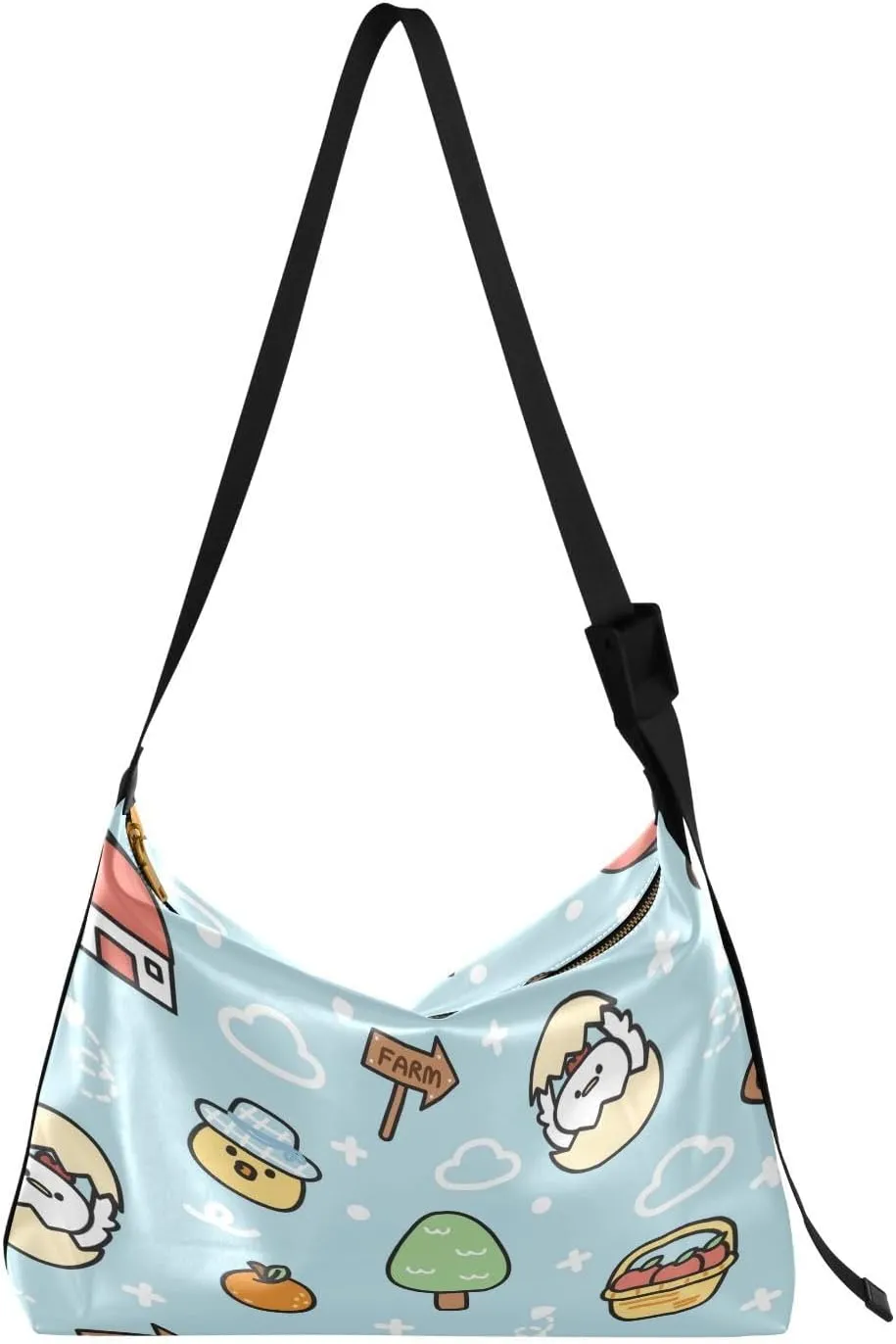 Cute Animal Farm Hobo Crossbody Bags for Women Leather Large Shoulder Bag Cross Body Trendy Womens Tote Bags Handbag for Travel Shopping