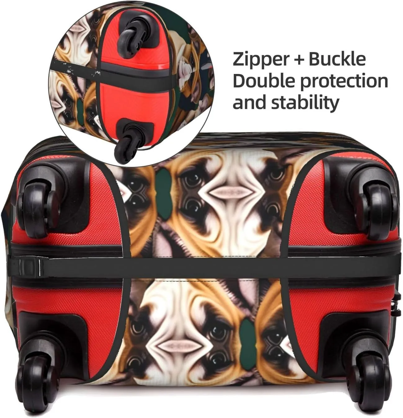 cute english bulldog Print Practical Elastic Washable Travel Luggage Cover with Concealed Zipper for Suitcases