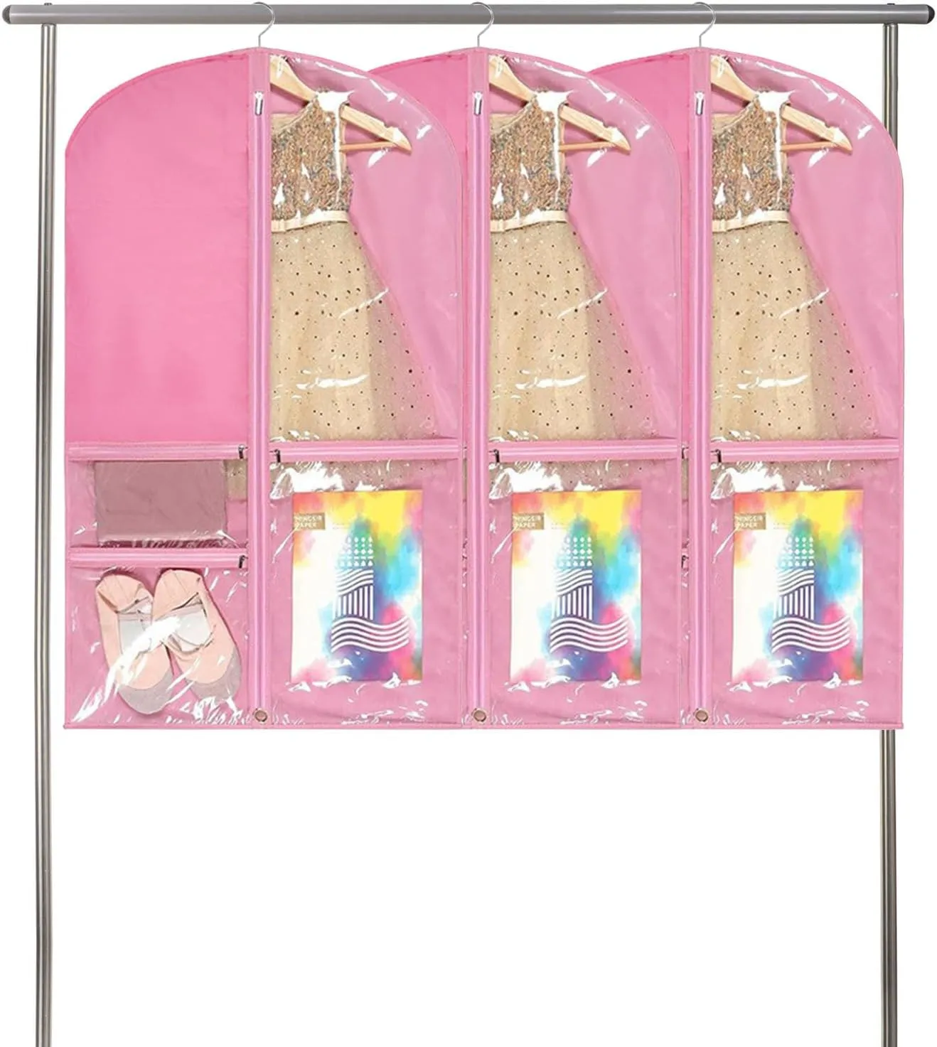 Dancewear Organizers Bag For Kids Clothing Hanging With Multiple Pockets Practical Children Garment Storage Sleeve