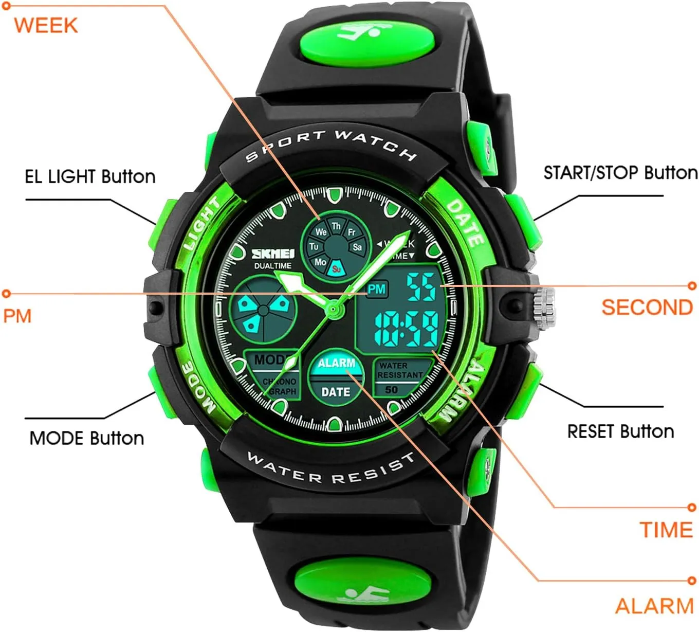 Dayllon Boys Watch,Kids Watch for 3-15 Year Old Boys,Digital Sport Outdoor Multi Function Waterproof with LED Alarm Calendar Analog Watch for Kids - Kids Gifts