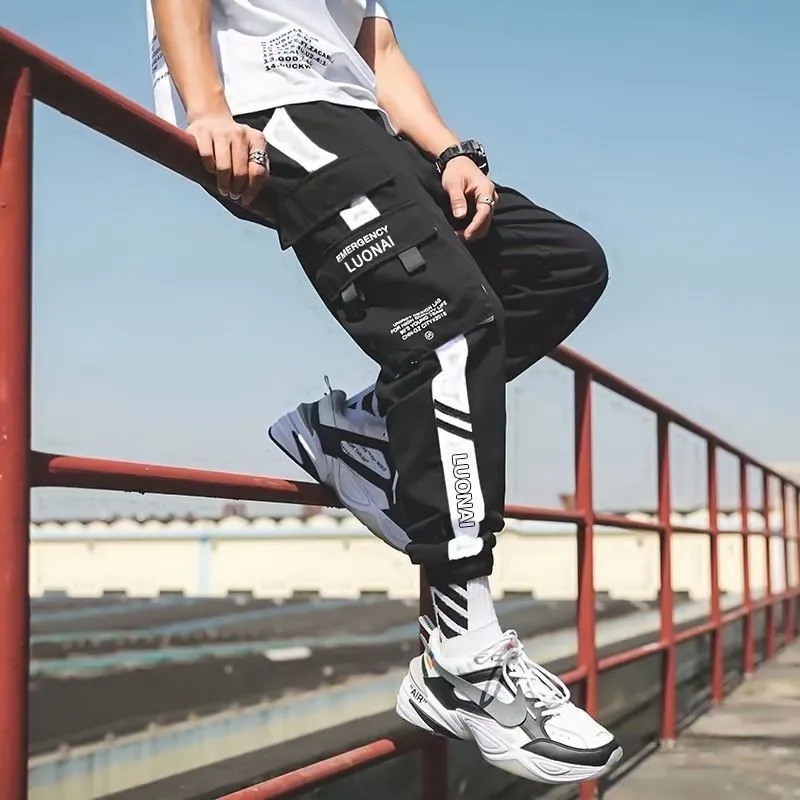 DEANWANGKT Mens Vintage Hip Hop Style Baggy Jeans Hip Hop Cargo Pants Men Streetwear Cotton Joggers Fashion Sweatpants Male Casual Harem Trousers Summer Harajuku Pants Men Women