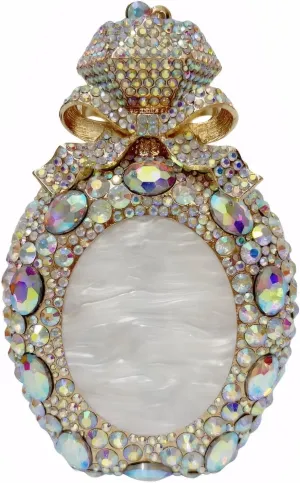 DJBM Women Luxury Perfume Bottle Clutch Purse Chic Glitter Bowknot Gemstone Chain Handbag for Evening Nightclub