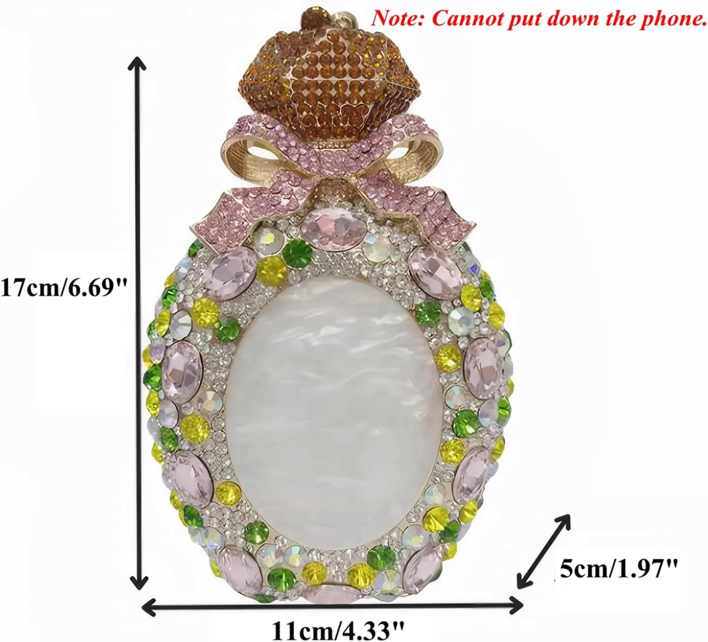 DJBM Women Luxury Perfume Bottle Clutch Purse Chic Glitter Bowknot Gemstone Chain Handbag for Evening Nightclub