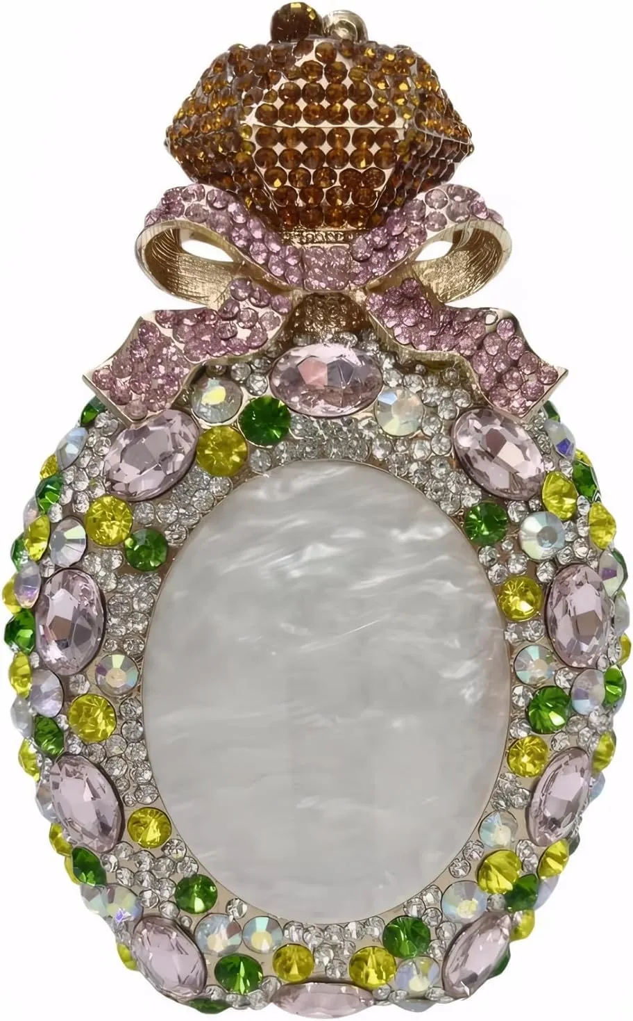 DJBM Women Luxury Perfume Bottle Clutch Purse Chic Glitter Bowknot Gemstone Chain Handbag for Evening Nightclub