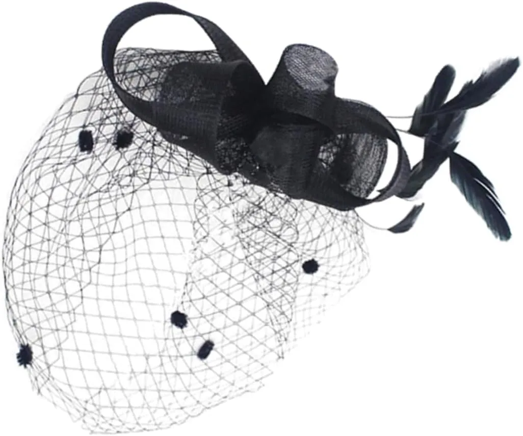 Djustable Mesh Hairpin Clip Stylish Fascinators Hat for Evening Events Black