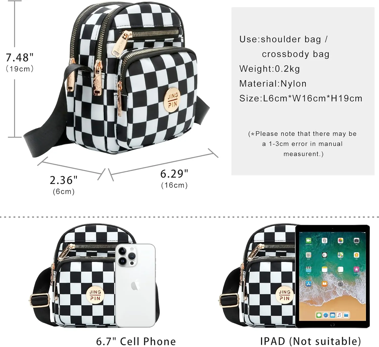 DOB SECHS Crossbody Purse Small Messenger Bags for Women Shoulder Bag