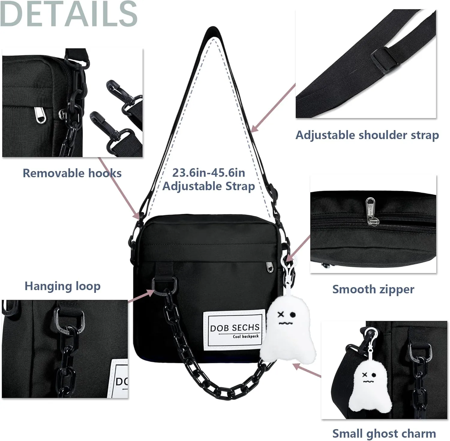 DOB SECHS Crossbody Purse Small Messenger Bags for Women Shoulder Bag