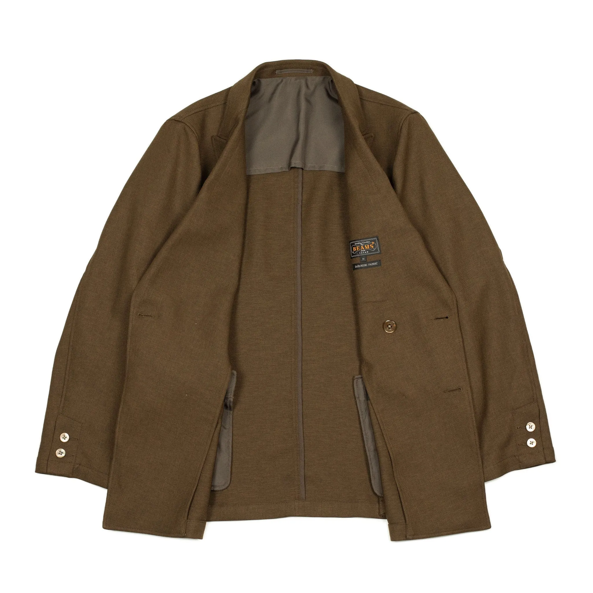 Double breasted jacket in chocolate brown poly double cloth