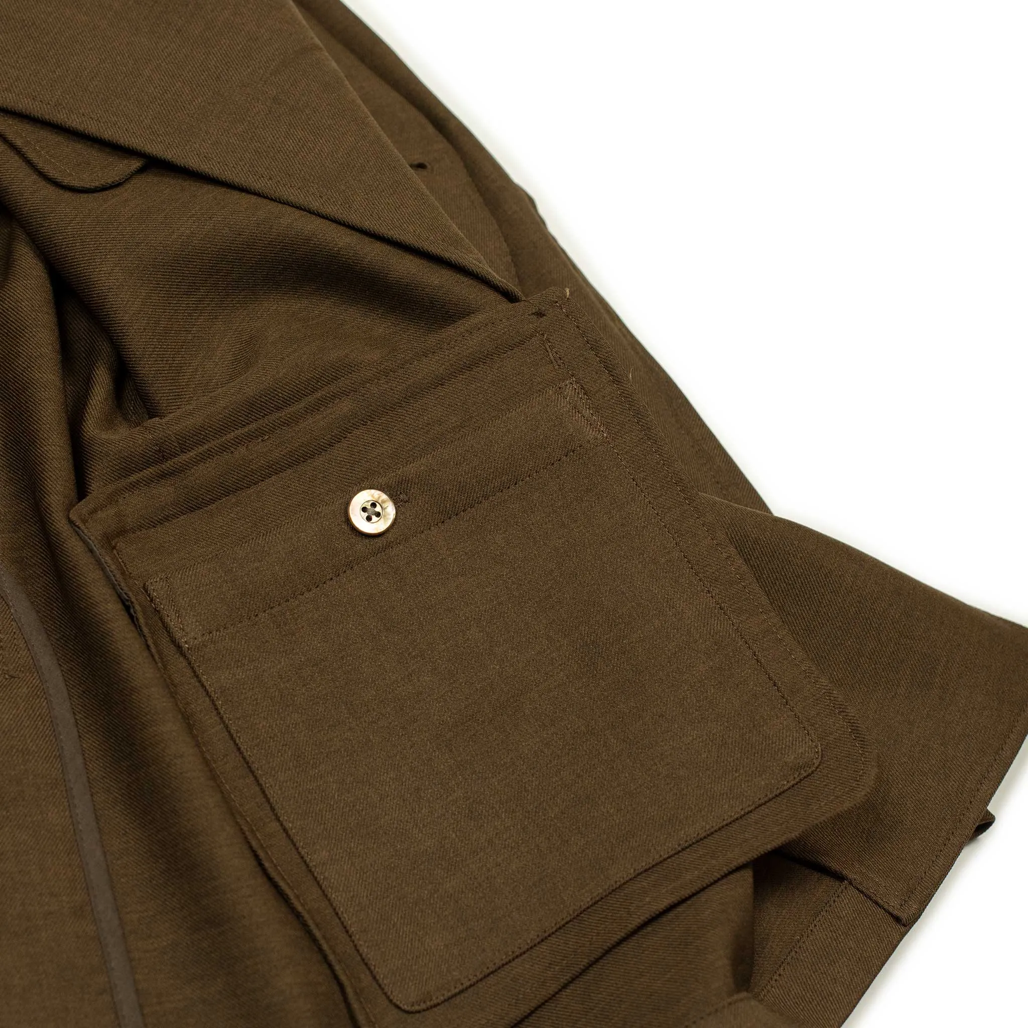Double breasted jacket in chocolate brown poly double cloth