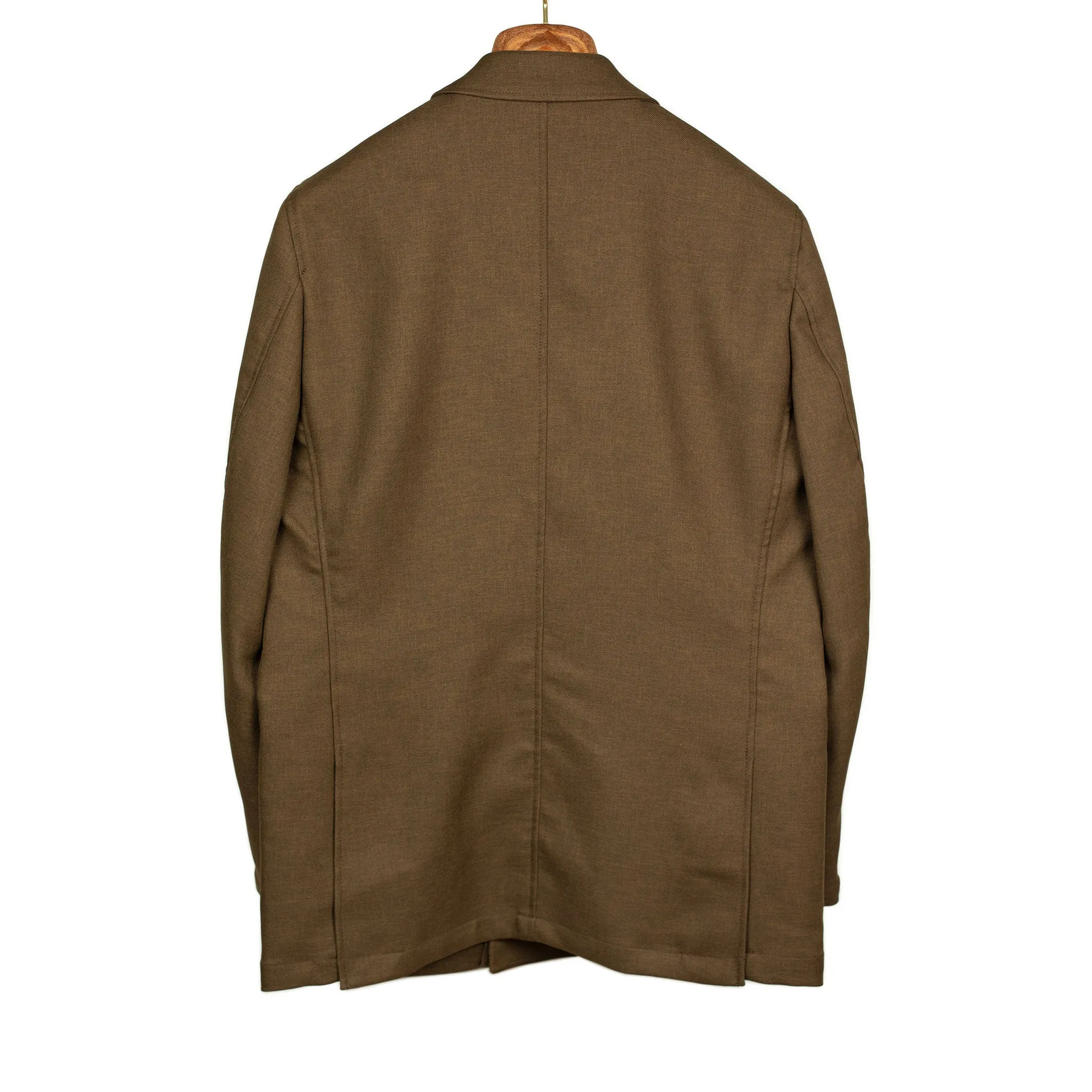 Double breasted jacket in chocolate brown poly double cloth