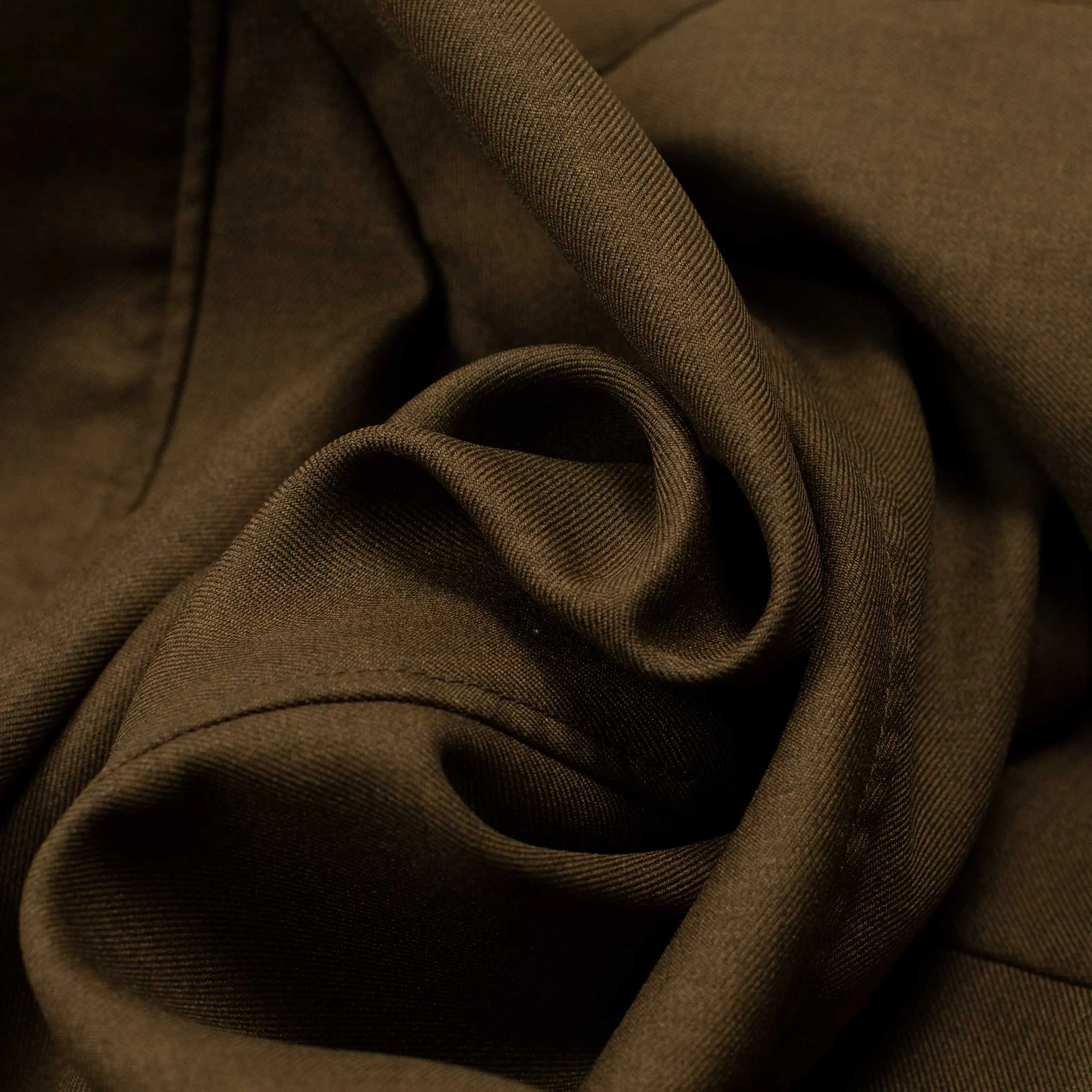 Double breasted jacket in chocolate brown poly double cloth