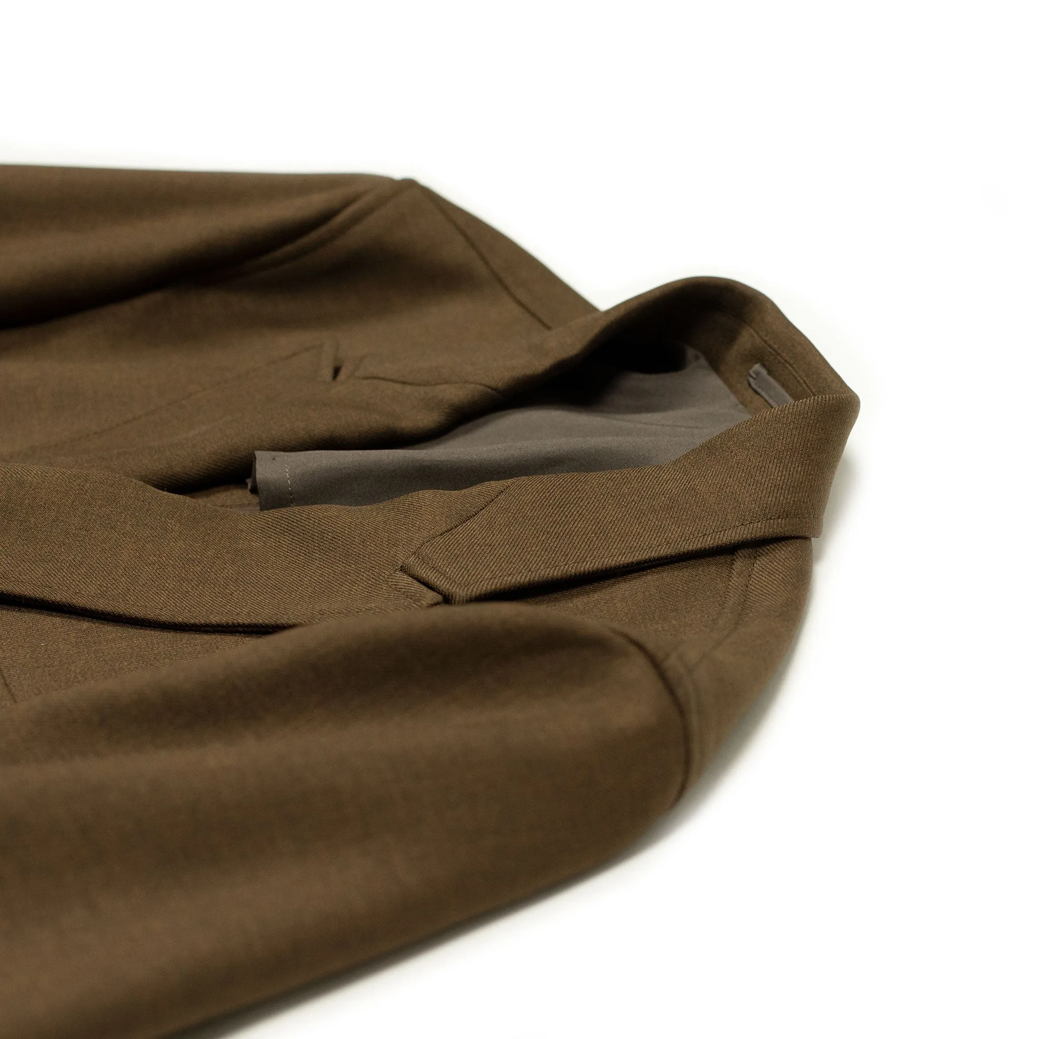 Double breasted jacket in chocolate brown poly double cloth