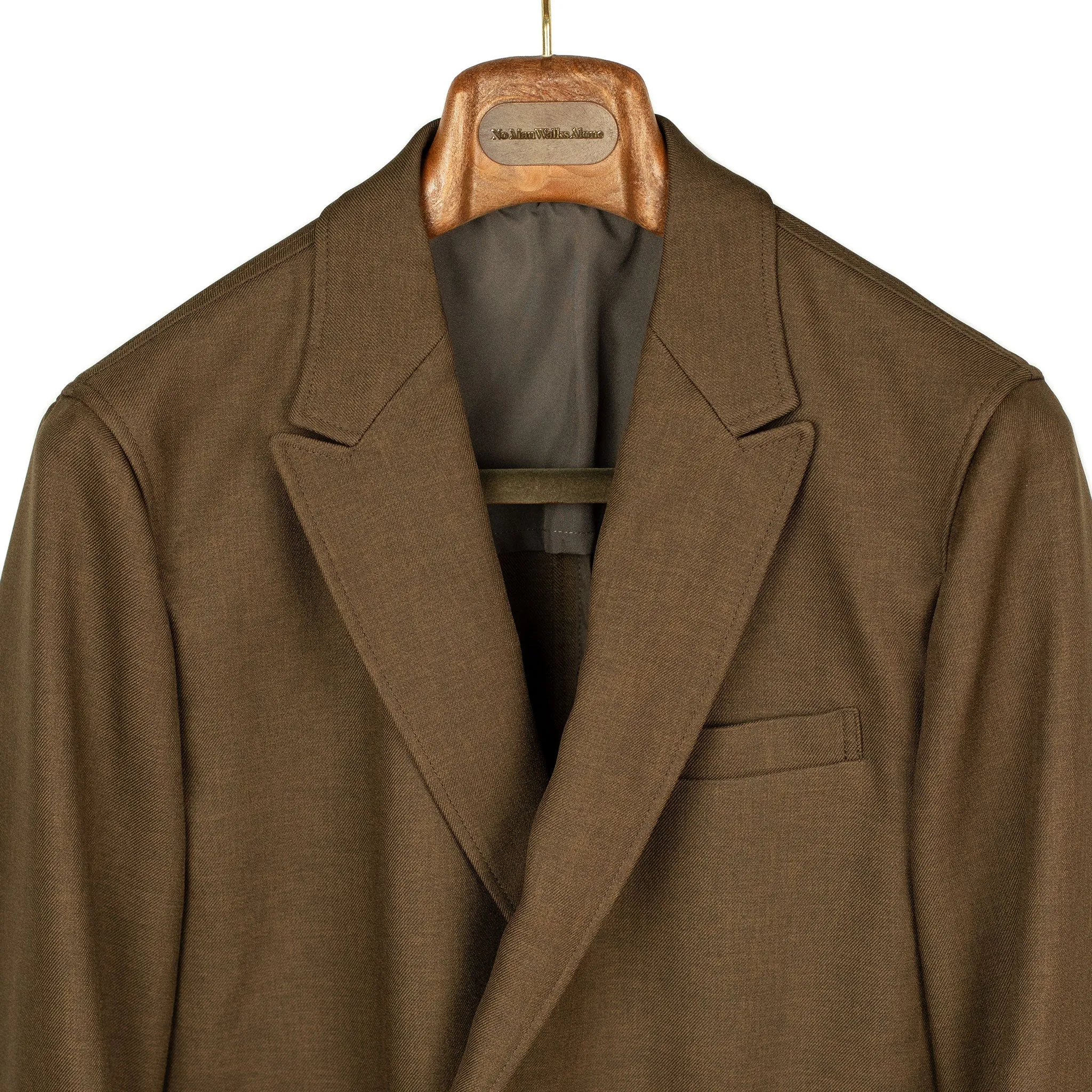 Double breasted jacket in chocolate brown poly double cloth