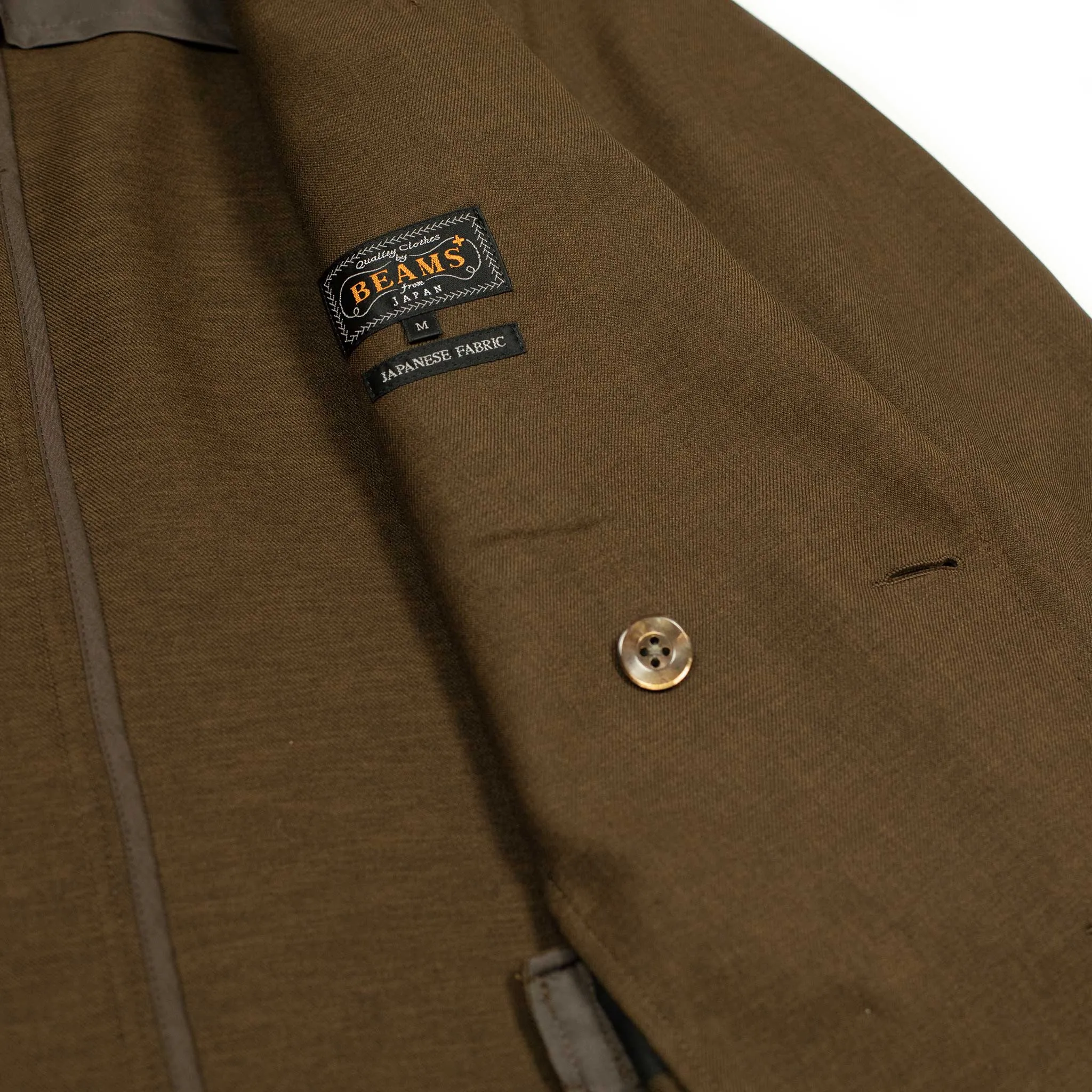 Double breasted jacket in chocolate brown poly double cloth