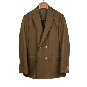 Double breasted jacket in chocolate brown poly double cloth