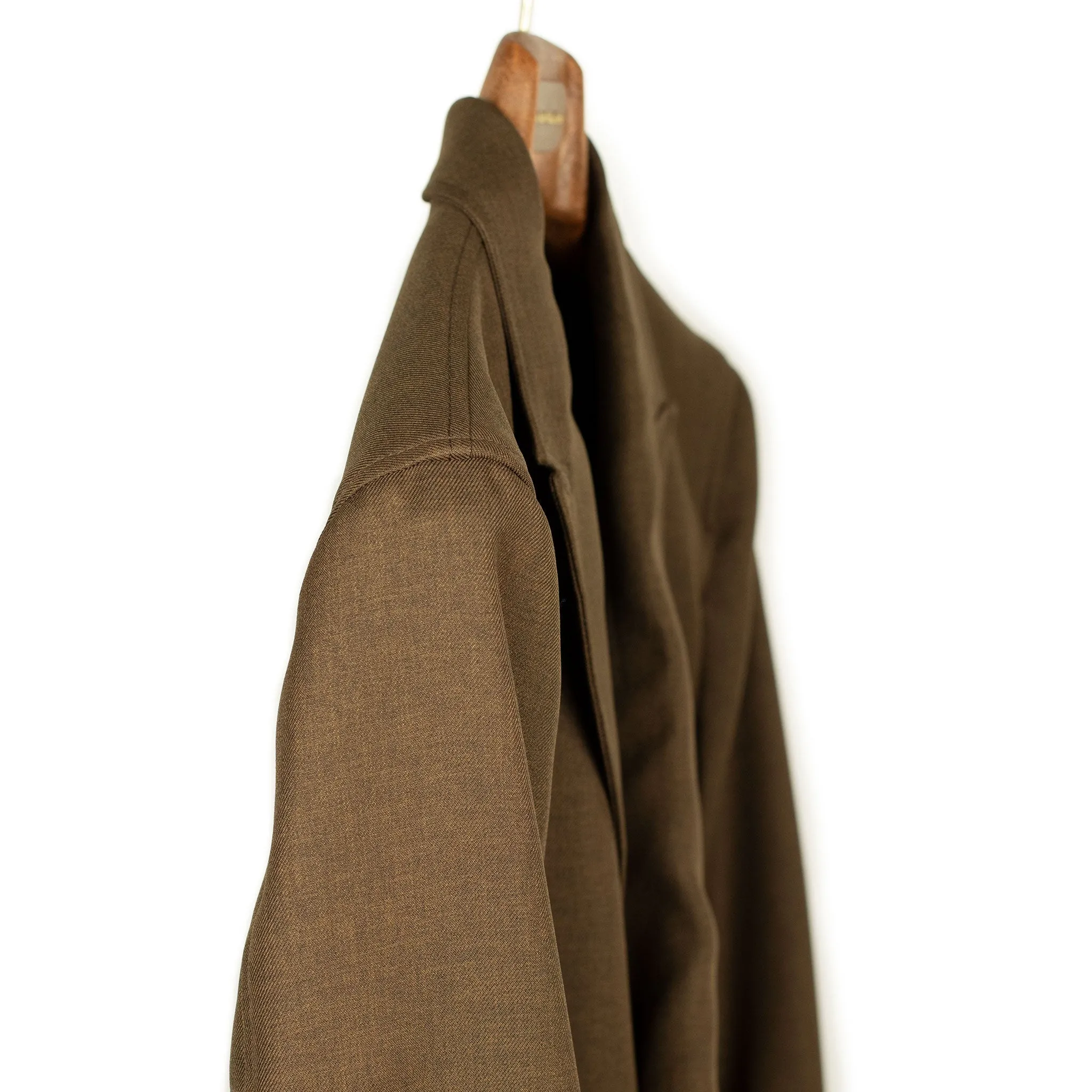 Double breasted jacket in chocolate brown poly double cloth