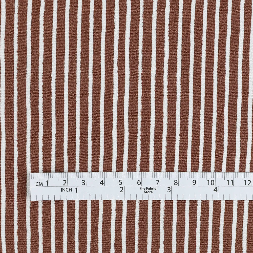 Drawn Stripe Rayon Crepe - Deep Taupe (remnant)