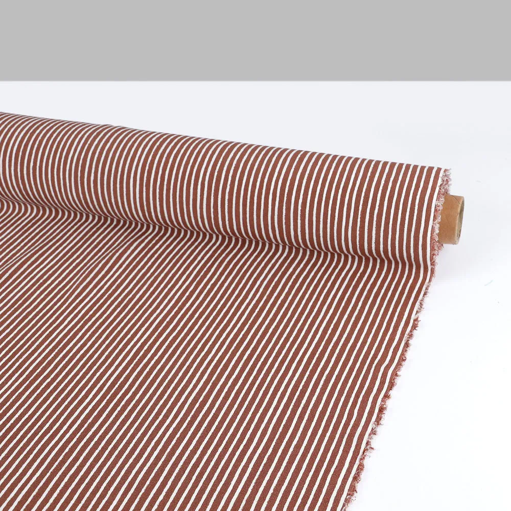 Drawn Stripe Rayon Crepe - Deep Taupe (remnant)