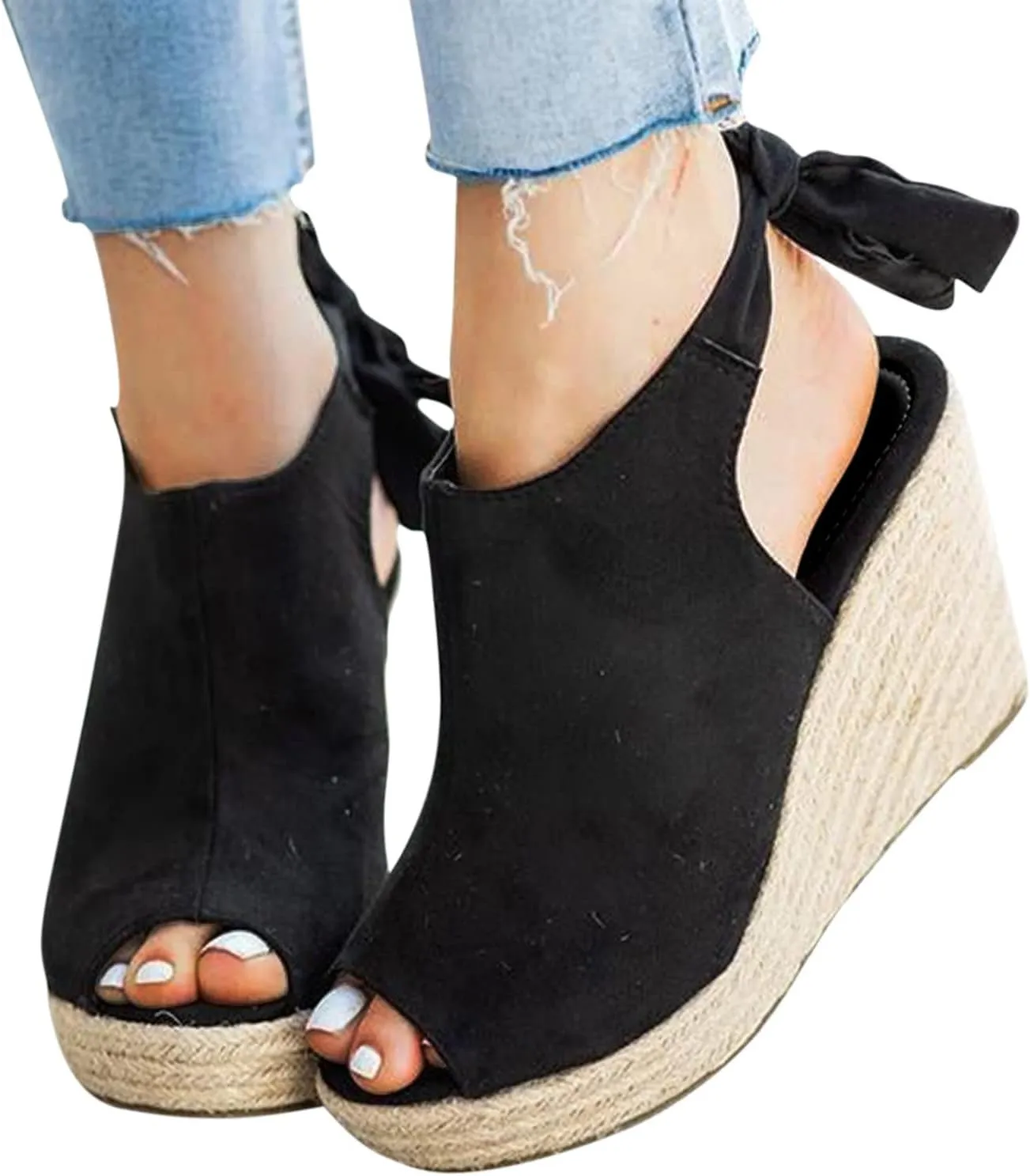 Dress Sandals for Women, Sandals for Women Suede Peep Toe Ankle Booties Cut Out Stacked Heel Ankle Boots