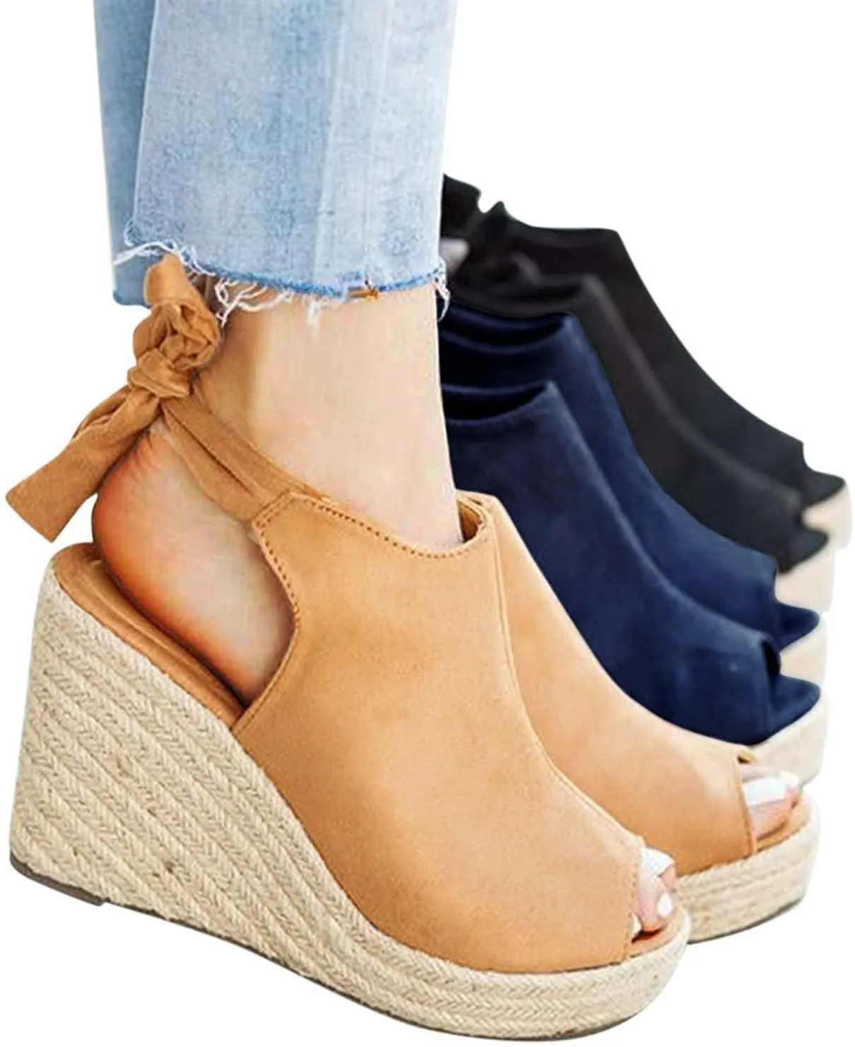 Dress Sandals for Women, Sandals for Women Suede Peep Toe Ankle Booties Cut Out Stacked Heel Ankle Boots
