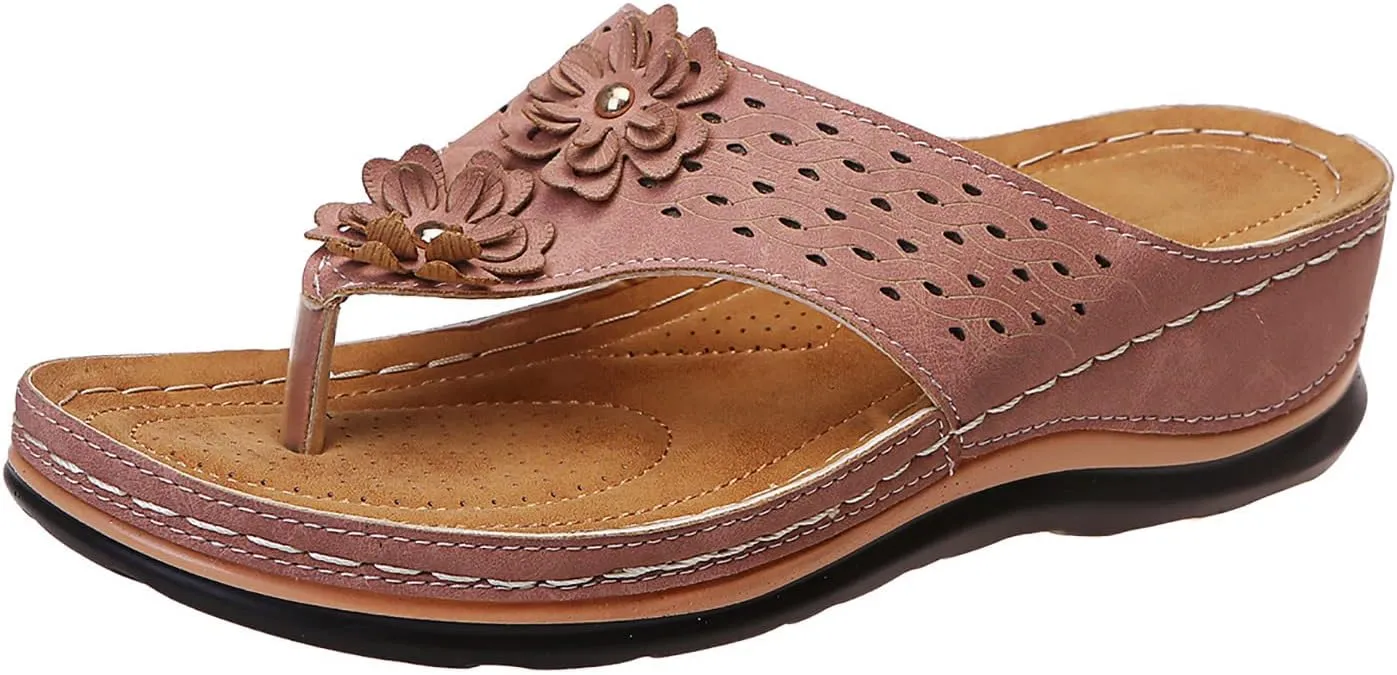 Eduavar Orthopedic Sandals for Women Arch Support Sandals Flip Flops Comfy Wedge Walking Slippers Anti-Slip Breathable Sandal