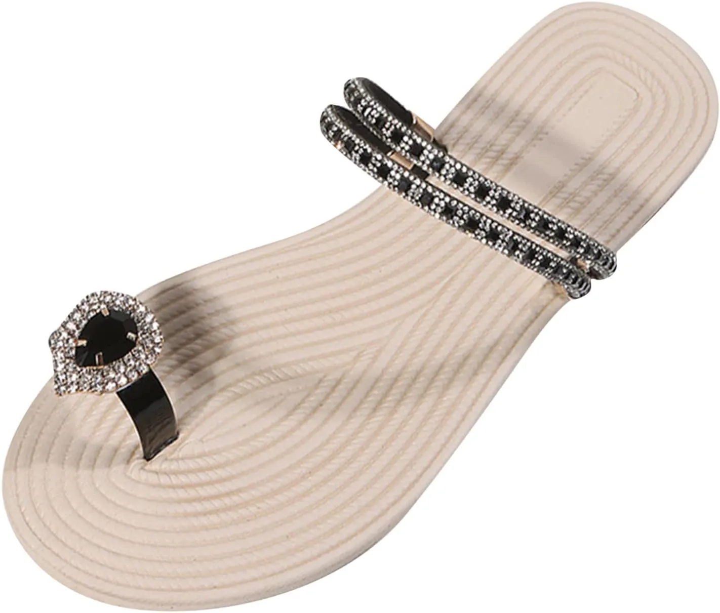Eduavar Sandals for Women Dressy Summer, Orthopedic Sandals for Women Rhinestone Flat Sandals Comfortable Ring Toe Slippers