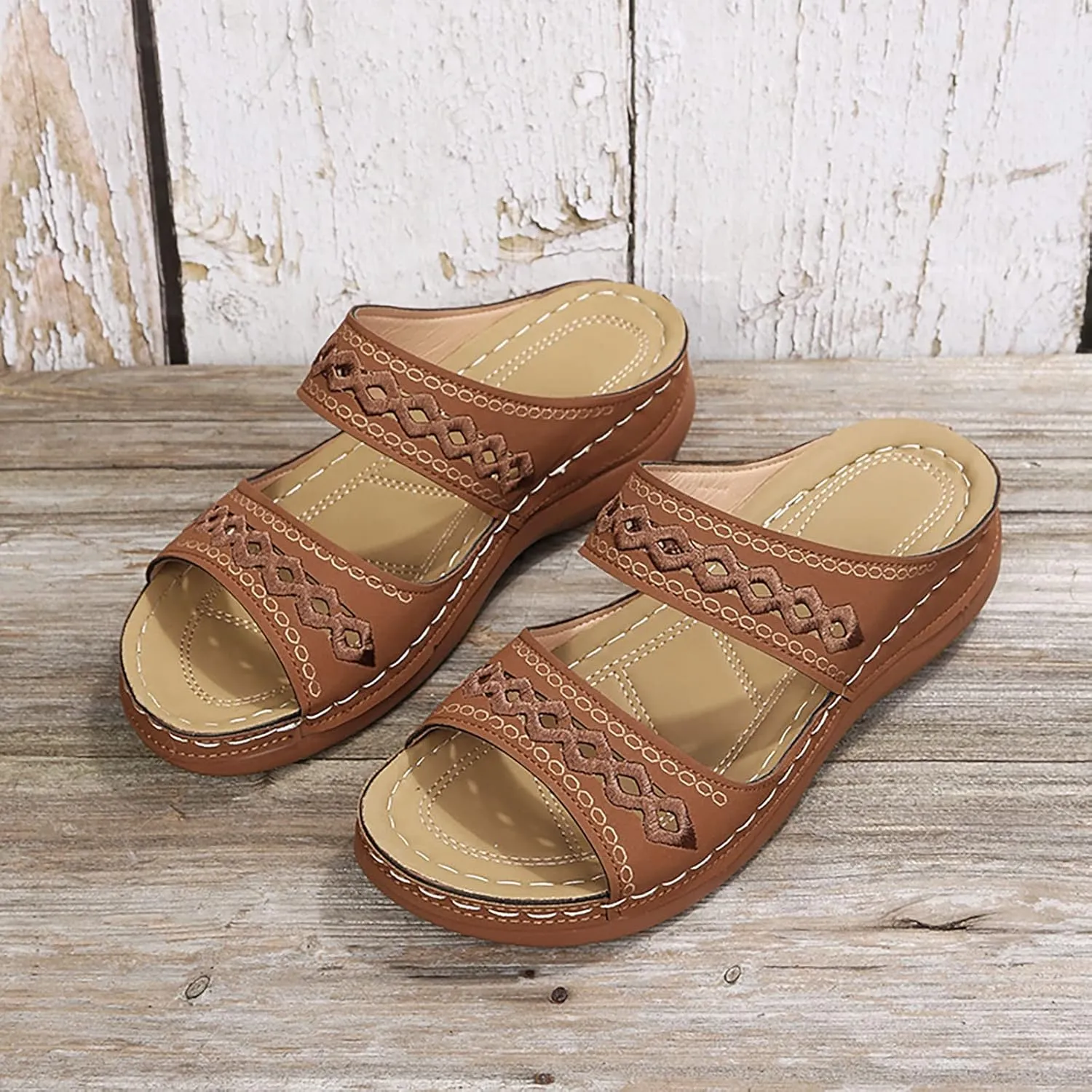 Eduavar Sandals for Women Dressy Summer, Walking Sandals Women Comfort Summer Casual Beach Sandals Slippers with Arch Support