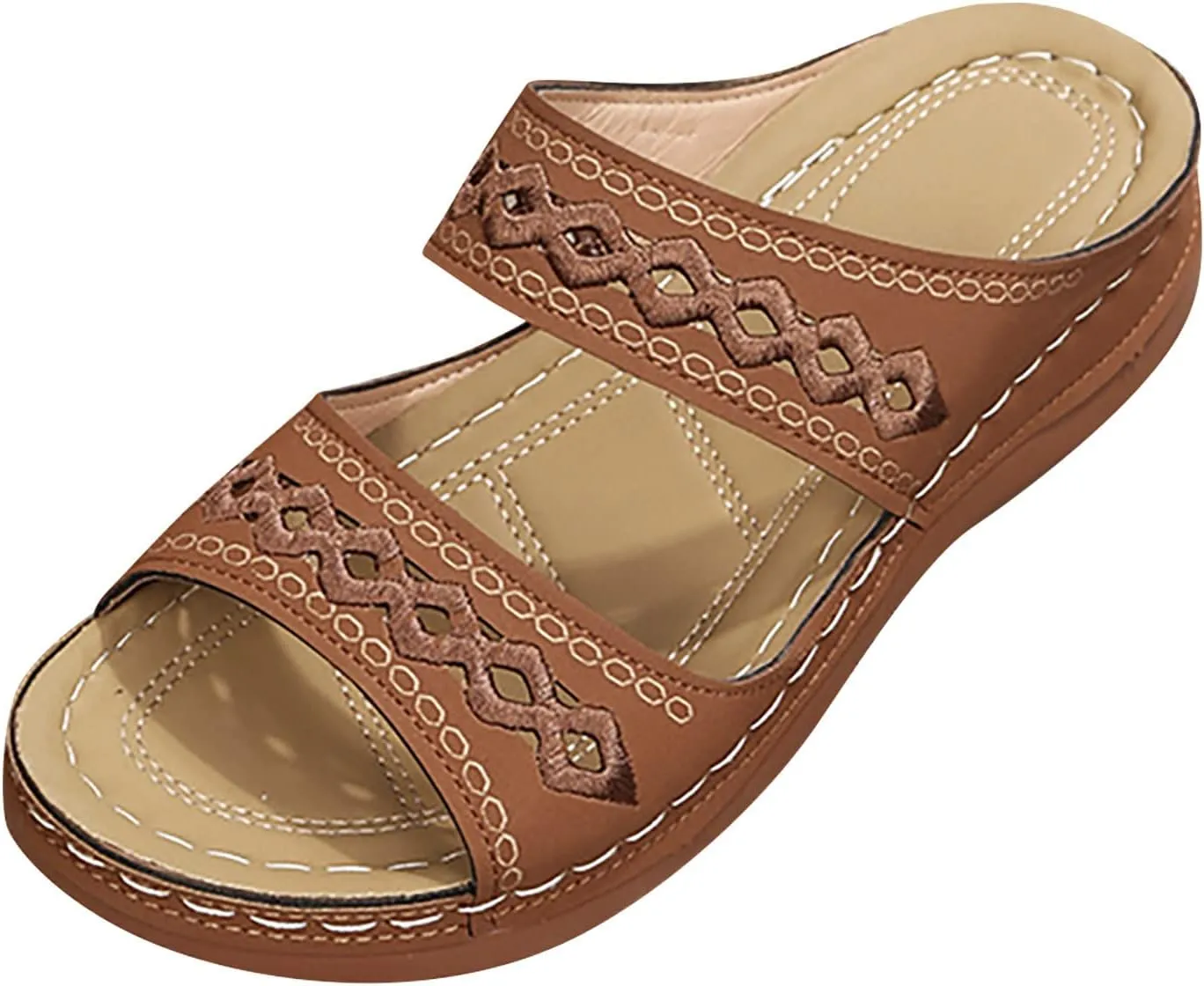 Eduavar Sandals for Women Dressy Summer, Walking Sandals Women Comfort Summer Casual Beach Sandals Slippers with Arch Support