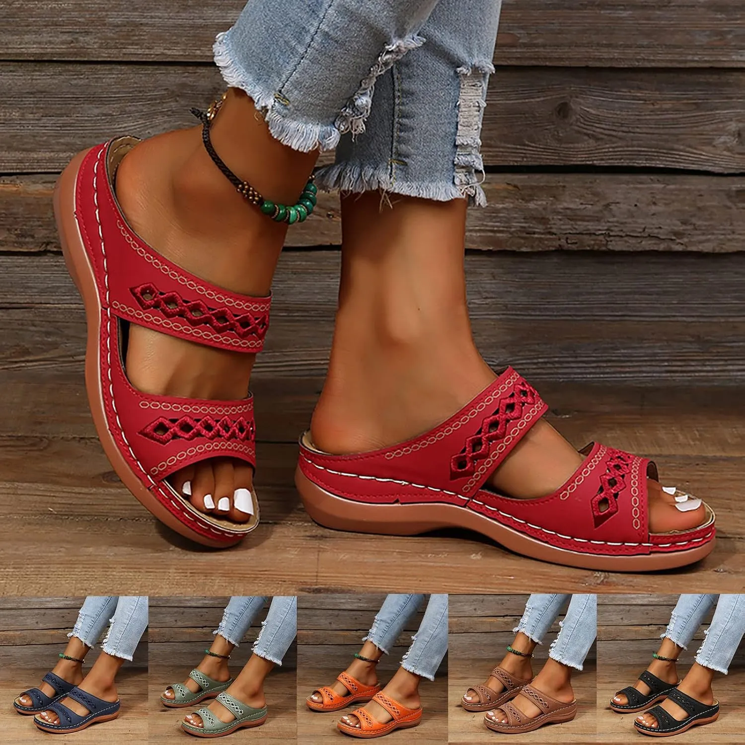 Eduavar Sandals for Women Dressy Summer, Walking Sandals Women Comfort Summer Casual Beach Sandals Slippers with Arch Support