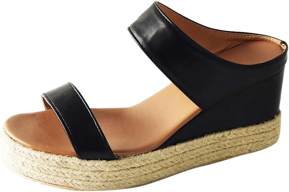 Eduavar Wedge Sandals for Women Dressy, Espadrille Sandals for Women Casual Open Toe Platform Sandals Summer Beach Sandals