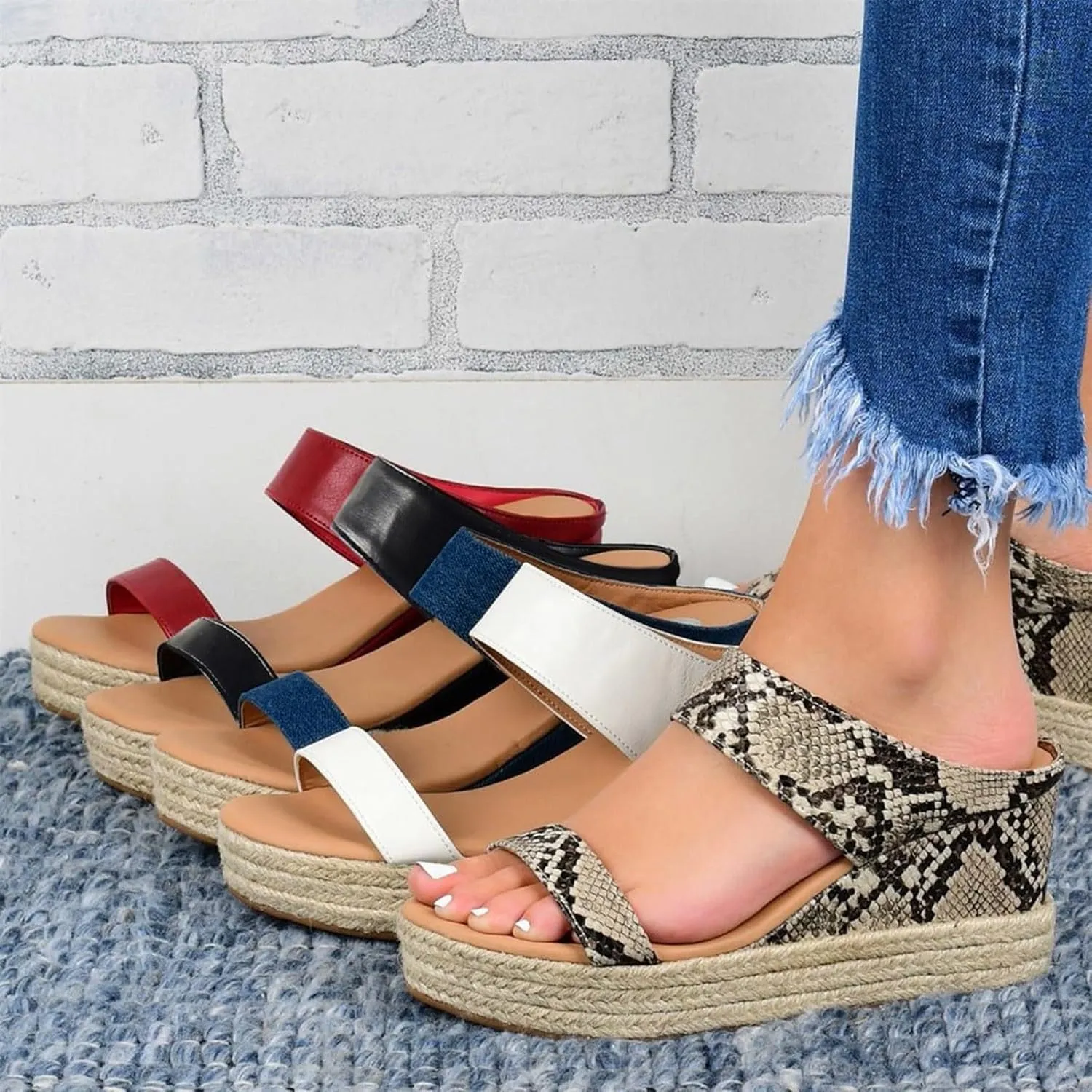 Eduavar Wedge Sandals for Women Dressy, Espadrille Sandals for Women Casual Open Toe Platform Sandals Summer Beach Sandals