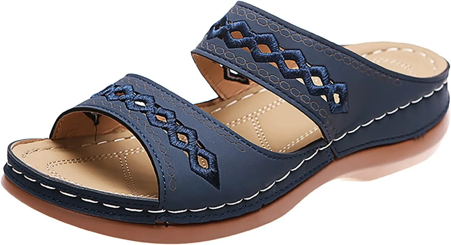 Eduavar Womens Sandals Dressy, Sandals Women Comfortable Sandals Slippers Open Toe Wedge Sandals with Arch Support