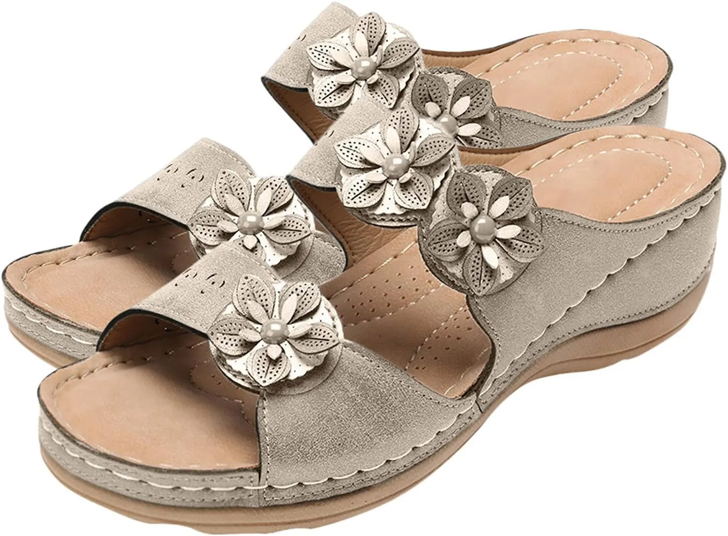 Eduavar Womens Wedge Sandals, Sandals Women Dressy Summer Wedge Sandals with Arch Support Anti-Slip Comfy Sandal