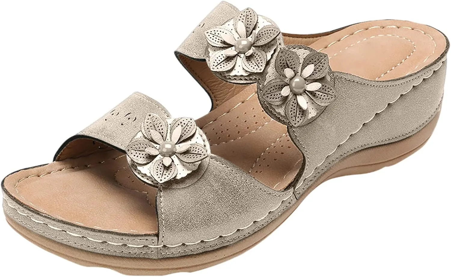 Eduavar Womens Wedge Sandals, Sandals Women Dressy Summer Wedge Sandals with Arch Support Anti-Slip Comfy Sandal