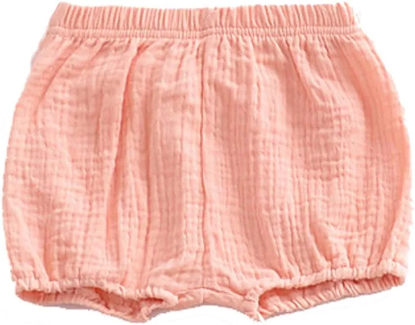 EISHOW 3 Pack Infant Baby Soft Ruffle Shorts Bloomer Kids Boy Girl Solid Cotton Linen Blend Cute Harem Bottom Pants