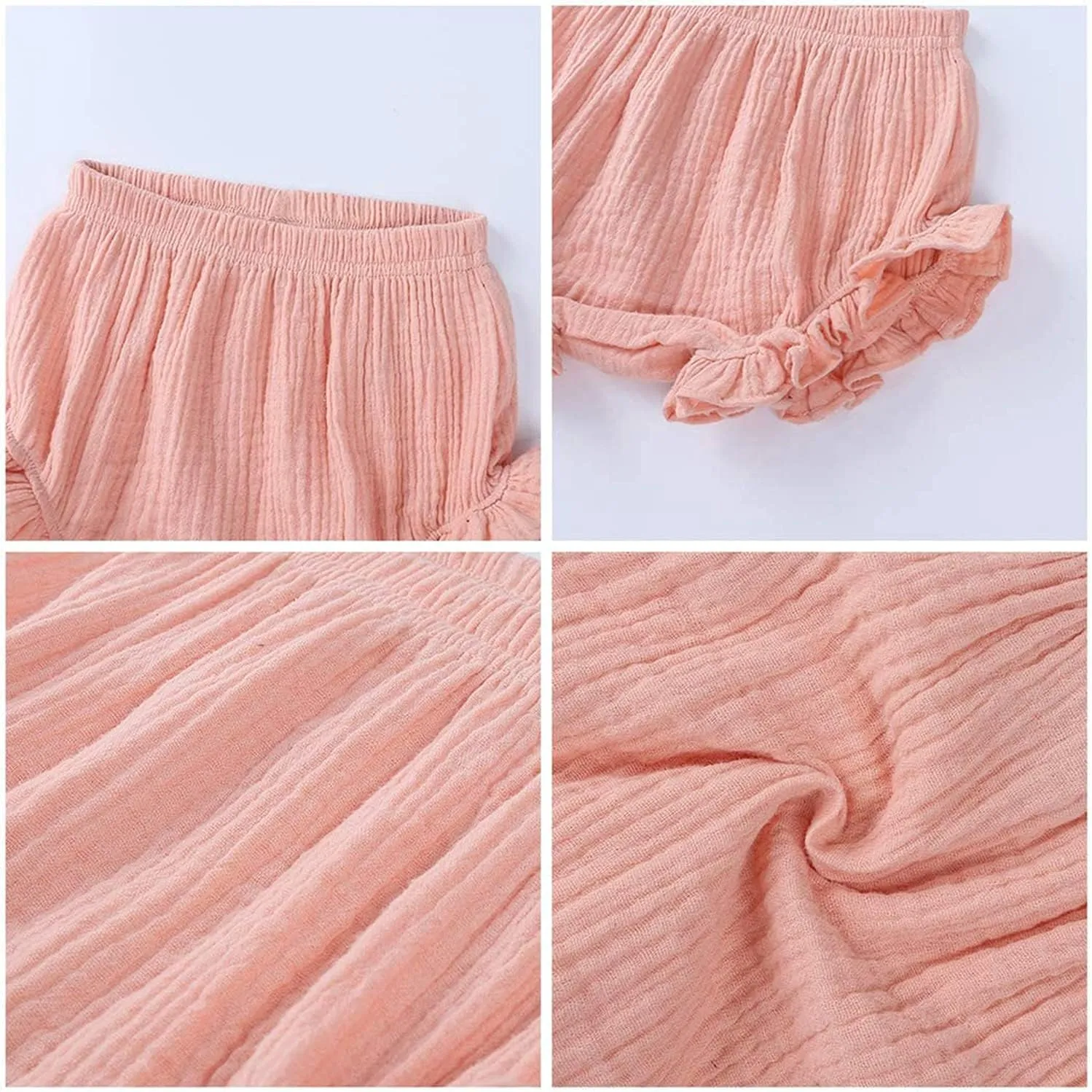 EISHOW 3 Pack Infant Baby Soft Ruffle Shorts Bloomer Kids Boy Girl Solid Cotton Linen Blend Cute Harem Bottom Pants