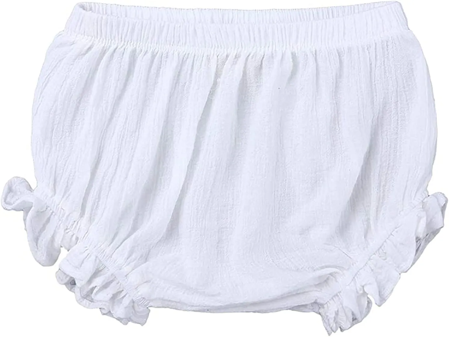 EISHOW 3 Pack Infant Baby Soft Ruffle Shorts Bloomer Kids Boy Girl Solid Cotton Linen Blend Cute Harem Bottom Pants