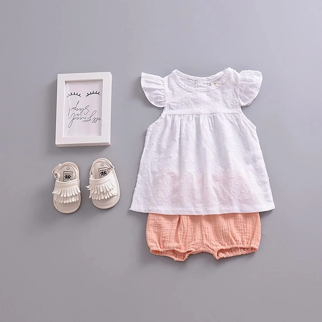 EISHOW 3 Pack Infant Baby Soft Ruffle Shorts Bloomer Kids Boy Girl Solid Cotton Linen Blend Cute Harem Bottom Pants
