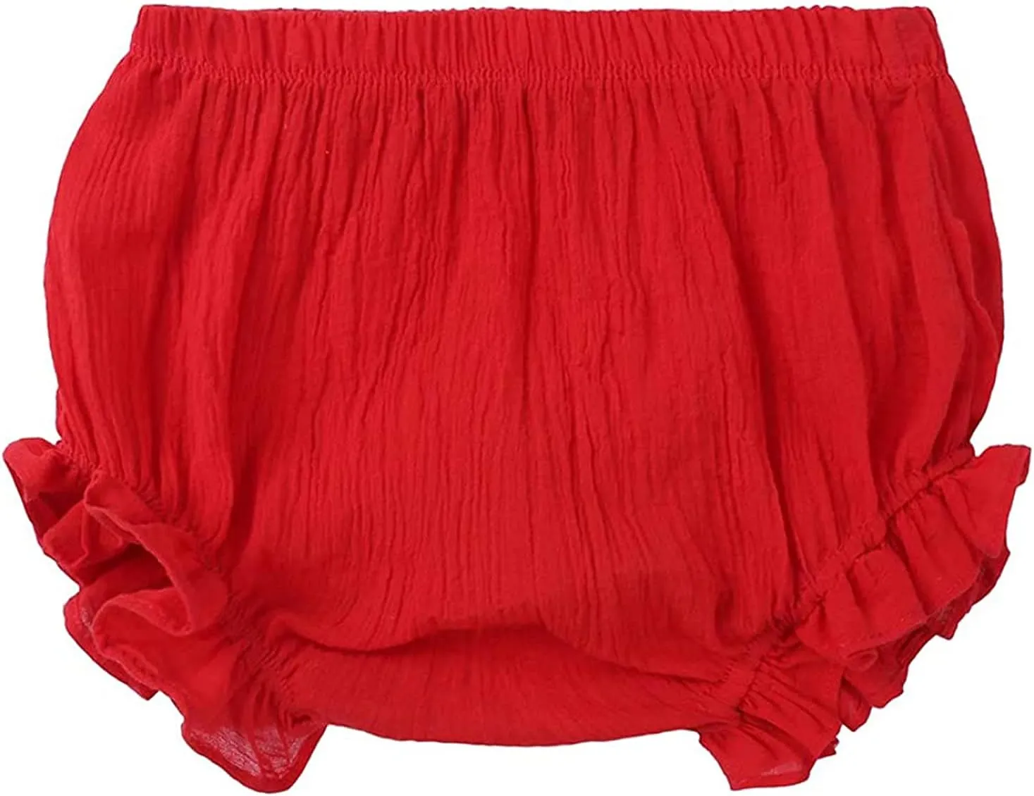 EISHOW 3 Pack Infant Baby Soft Ruffle Shorts Bloomer Kids Boy Girl Solid Cotton Linen Blend Cute Harem Bottom Pants