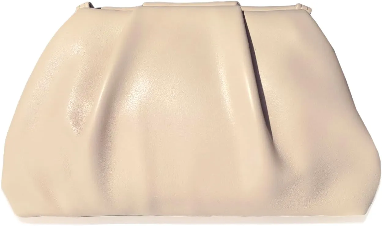 Elegant Pleated Vegan Leather Clutch Purse for Women - Stylish Soft PU Evening Handbag
