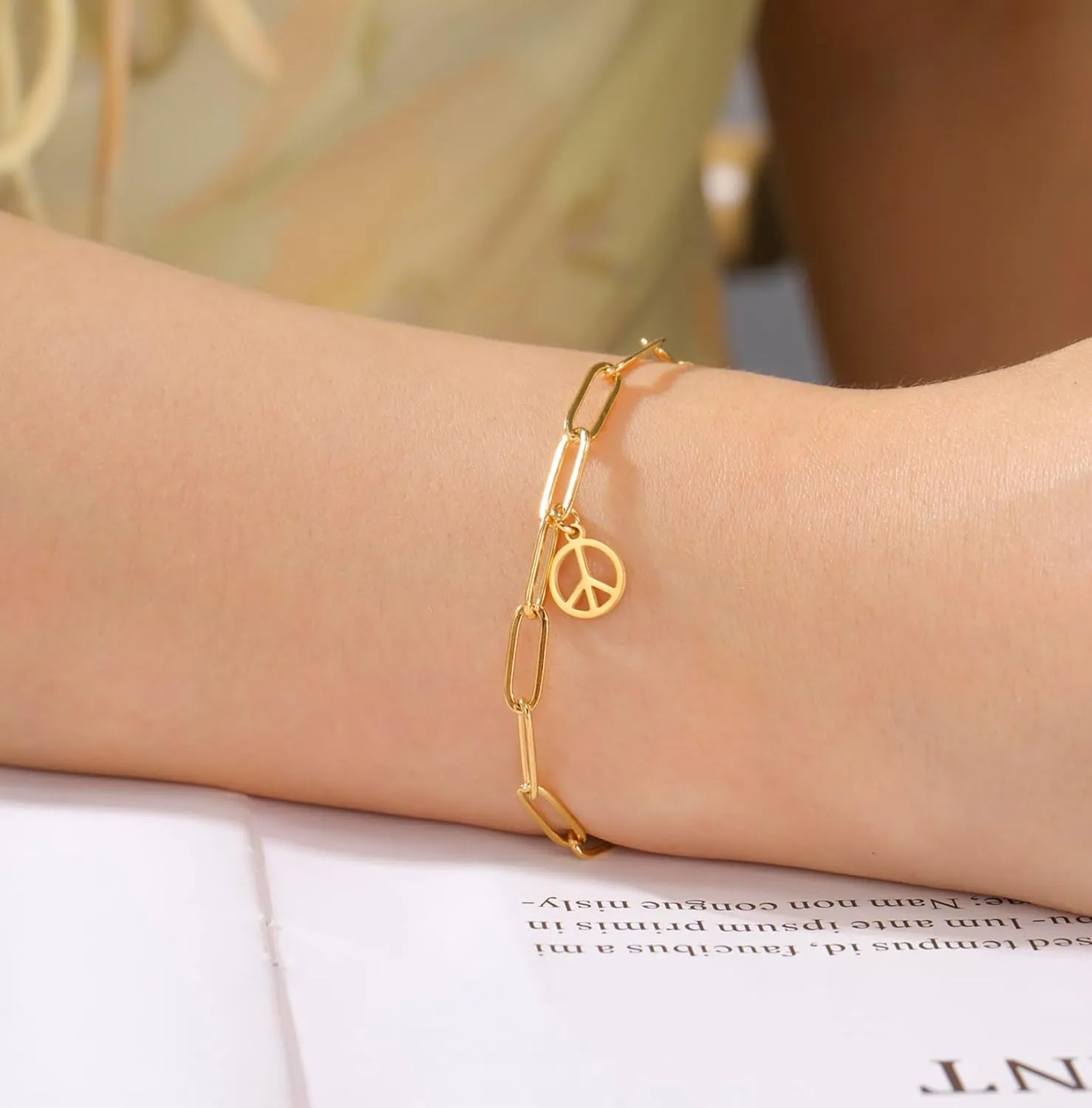 EUEAVAN Peace Sign Symbol Bracelet Geometric Round Statement Anklet Hippie Party Dressing Accessories Jewelry Gifts Women