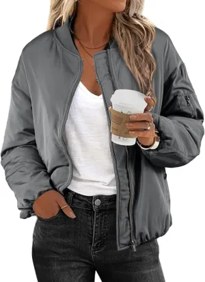 EVALESS Puffer Jackets for Women Zip Up Oversized Bomber Jackets Winter Outfits for Women Dressy Causal