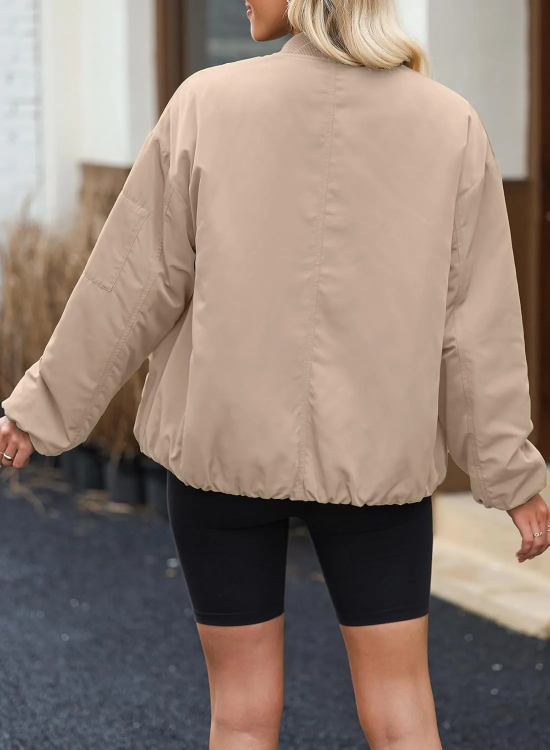 EVALESS Puffer Jackets for Women Zip Up Oversized Bomber Jackets Winter Outfits for Women Dressy Causal