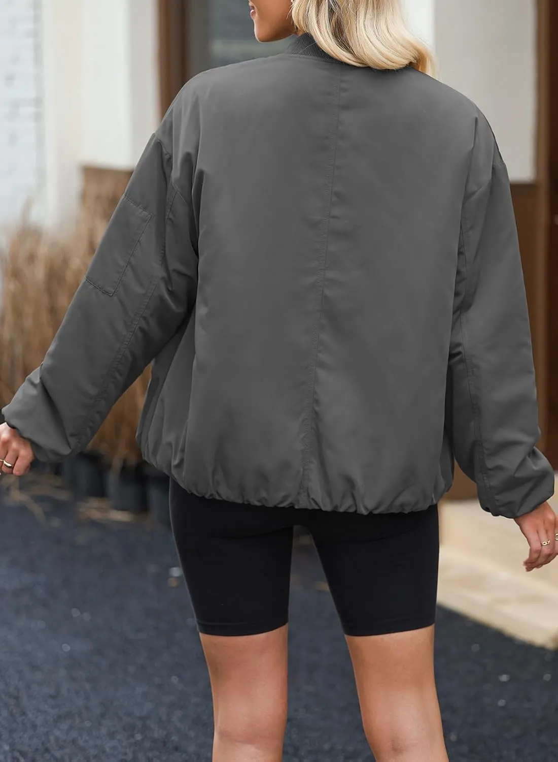 EVALESS Puffer Jackets for Women Zip Up Oversized Bomber Jackets Winter Outfits for Women Dressy Causal
